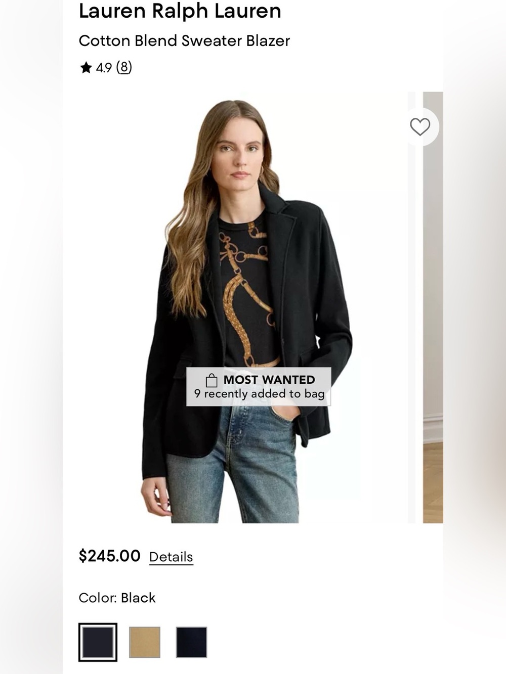 Lauren Ralph Lauren Black Tailored Women's Blazer
